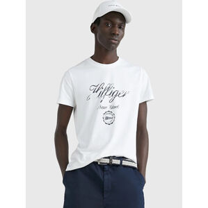 Tommy Hilfiger pánské bílé tričko Faded - XL (YBR)
